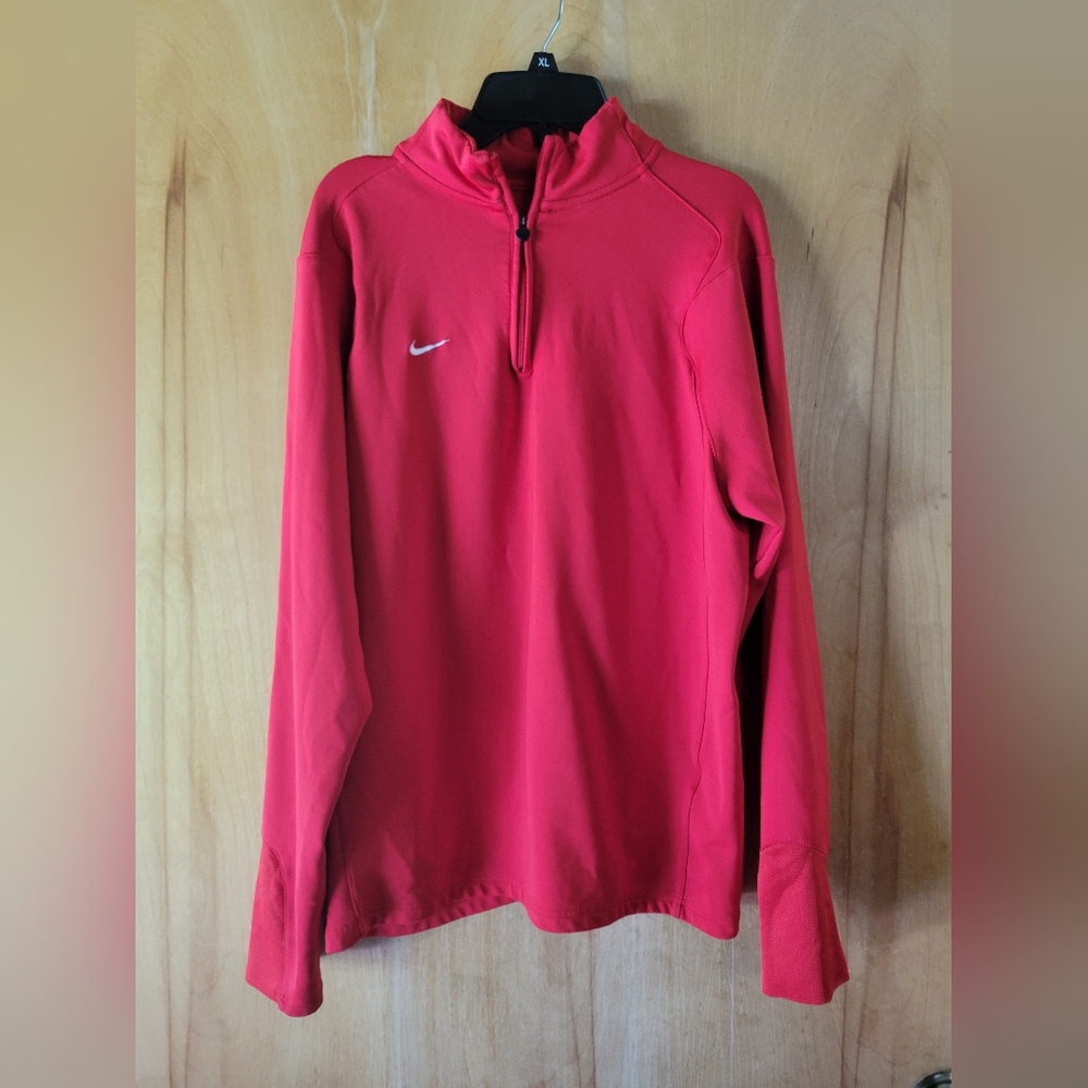 Nike jacket red mens large with white check